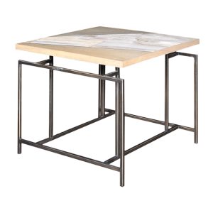 Side Table Metal Base Petrified Wood Santa Cruz