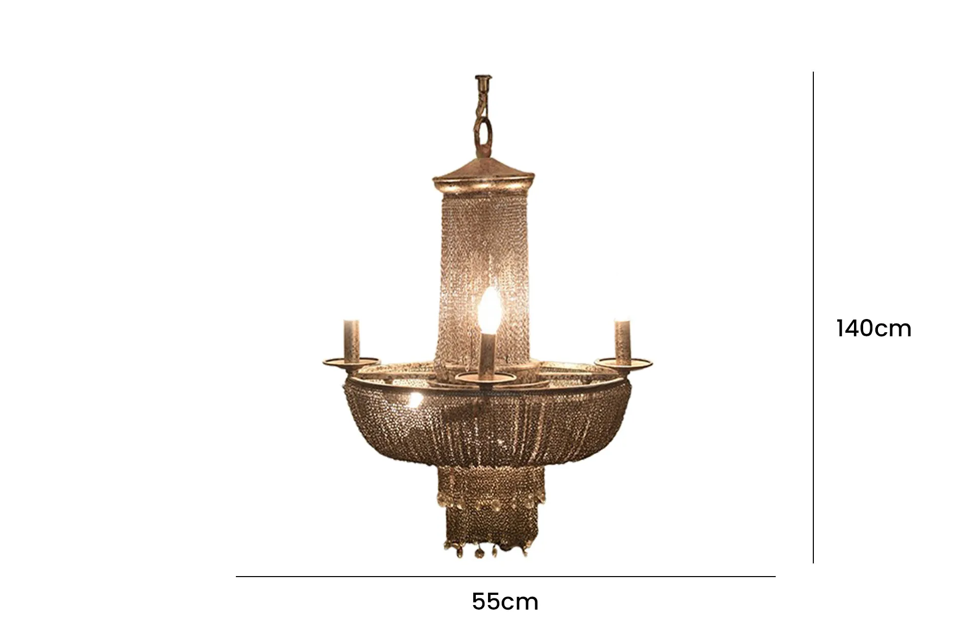 Home Decor 15LTS Chandelier Front View Size