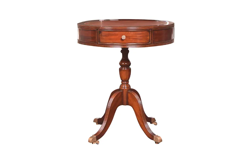 Drum Table Ron, Leather Top 34870L