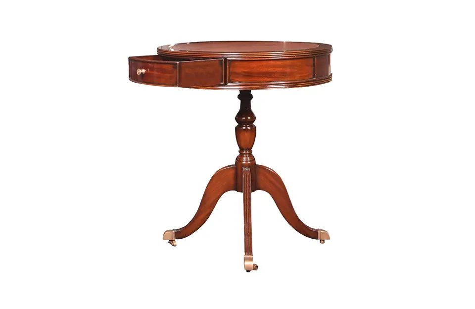 Drum Table Ron, Leather Top 34870L