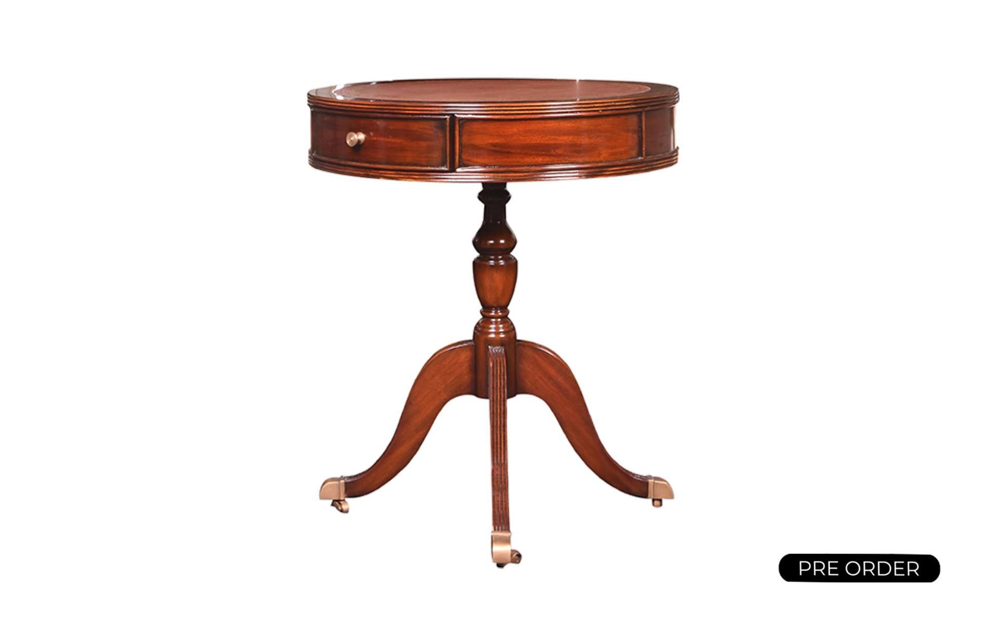 Drum Table Ron, Leather Top 34870L
