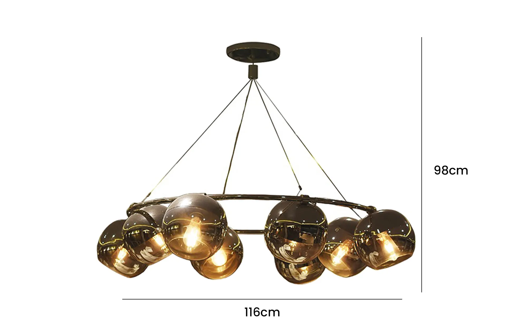 Home Decor Hanging Lamp D7501-8N-SG Front View Size