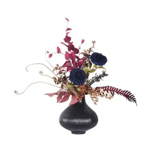 No.30 - 022022 Black Vase Elegant & Gold Leaf