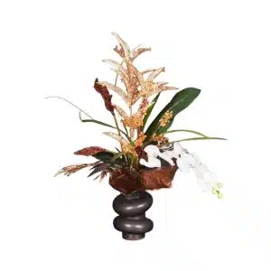 Nr.33 Black Modern Vase, ‘Garden Chic’ , Brons Lotus- Berry - Angrek