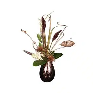 Nr.39 Murano Glass Black, Elegant Gold Anthurium