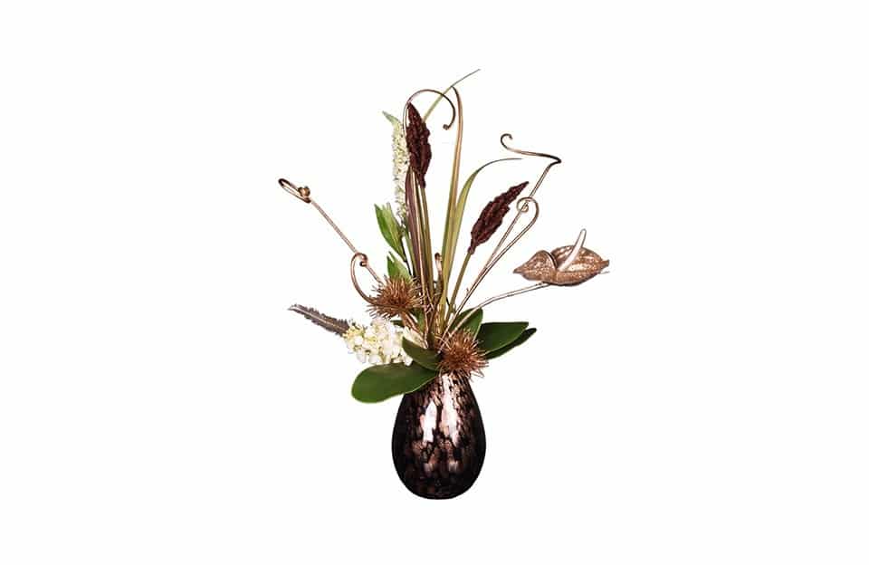 Nr.39 Murano Glass Black, Elegant Gold Anthurium