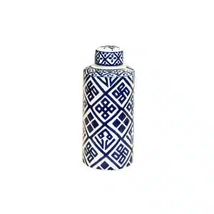 Valora Blue and White Cylinder Jar, Small 69667