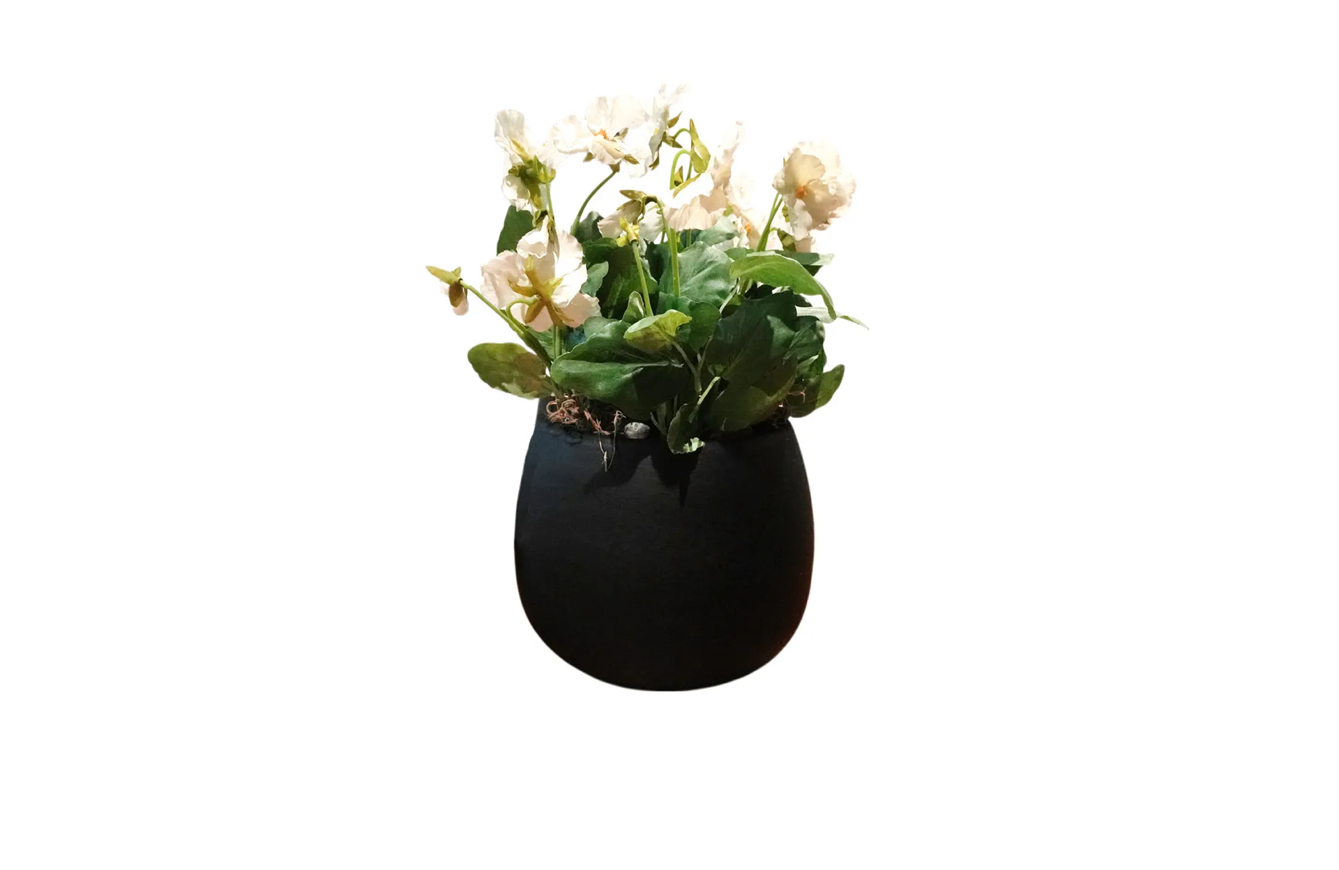 Home Decor Glossy Silver pot & Violets No.3 Front View