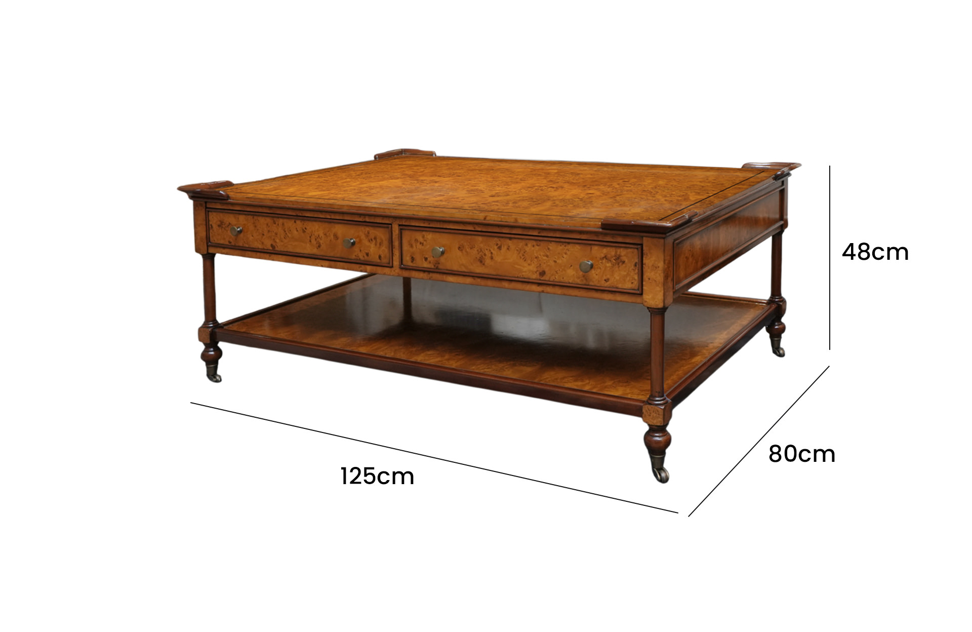 Home Decor Rectangular Coffee Table Marvin 33680BS Side View Size