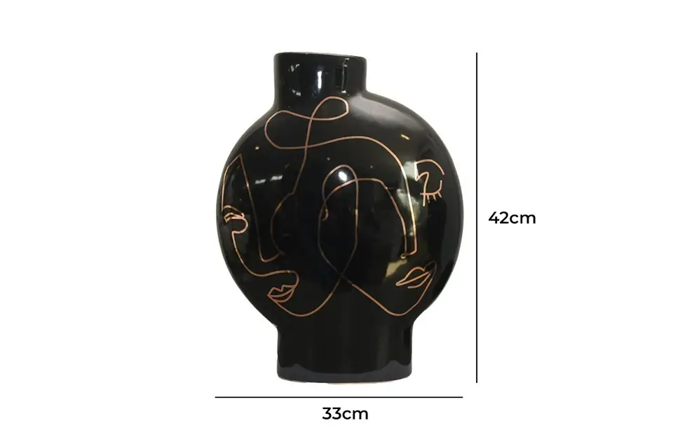 FA-D21103A Black Hand Painted Vase A