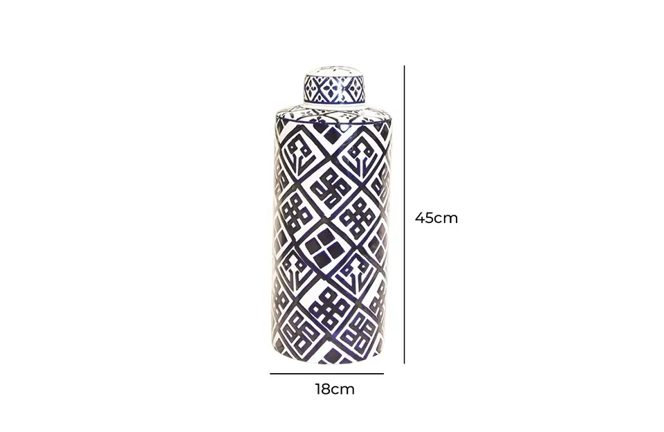Valora Blue and White Cylinder Jar, Medium 69668