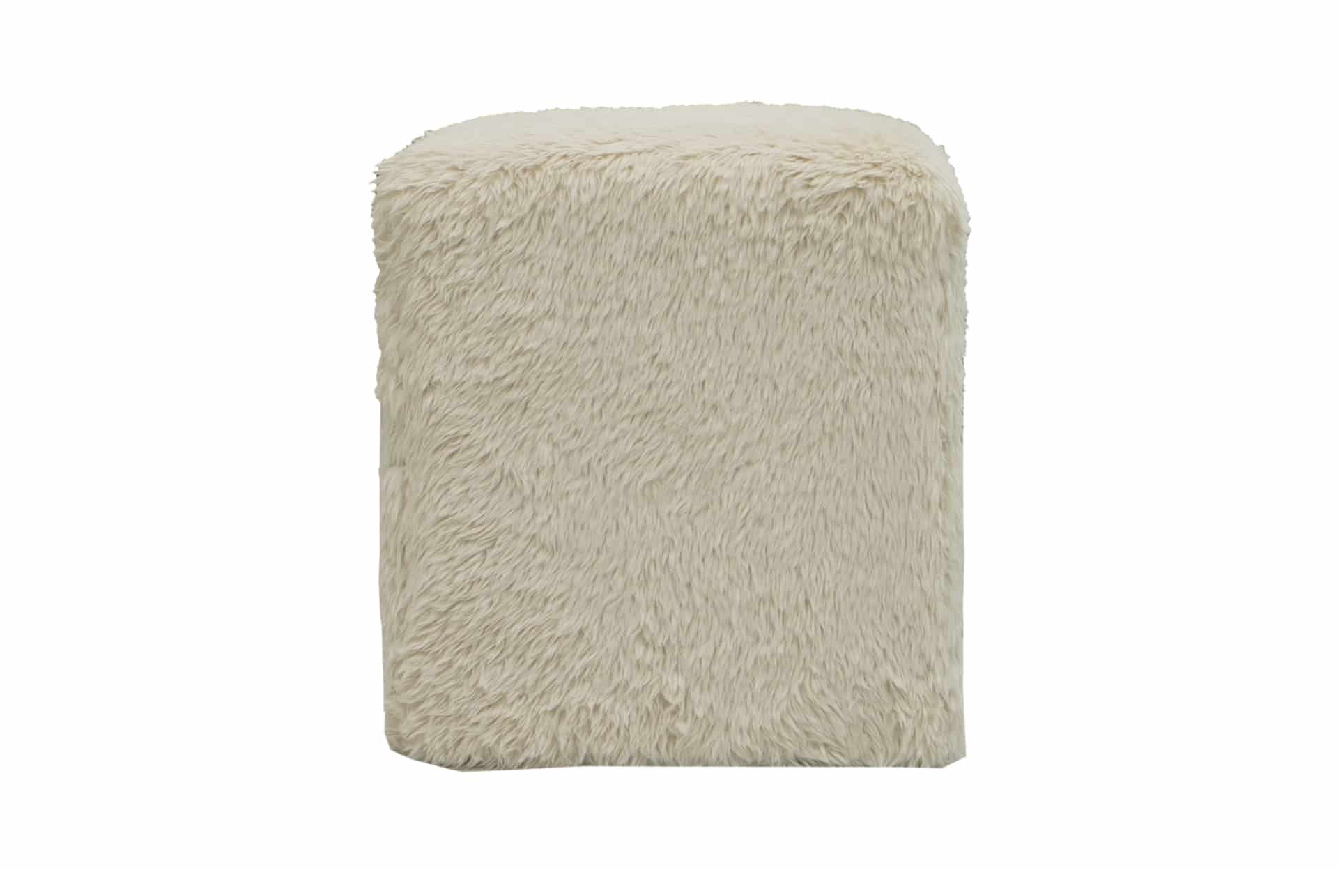 Home Decor Ottoman & Pouf Fleece Stool Yak Sand Front View