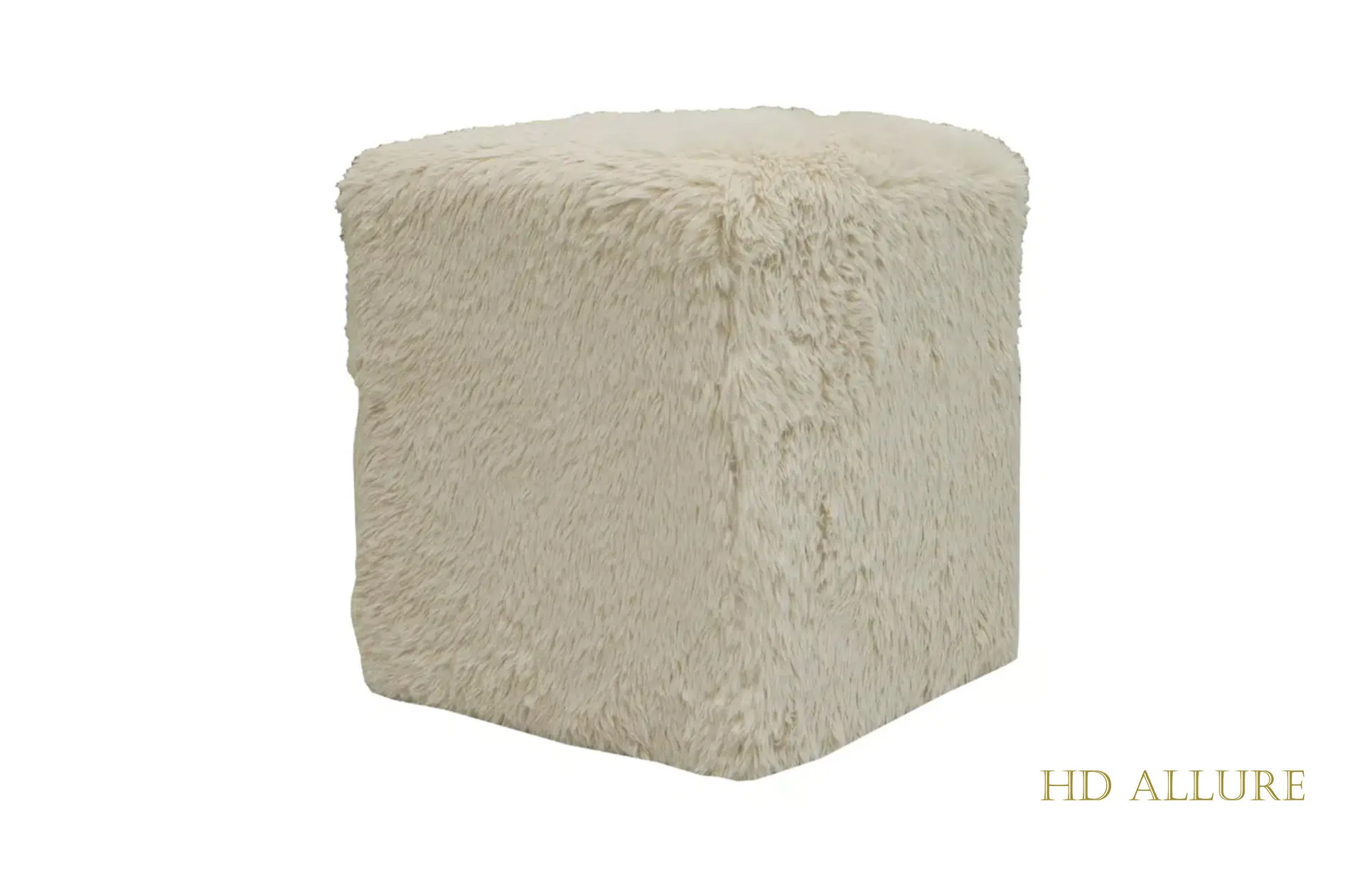 Home Decor Ottoman & Pouf Fleece Stool Yak Sand Side View
