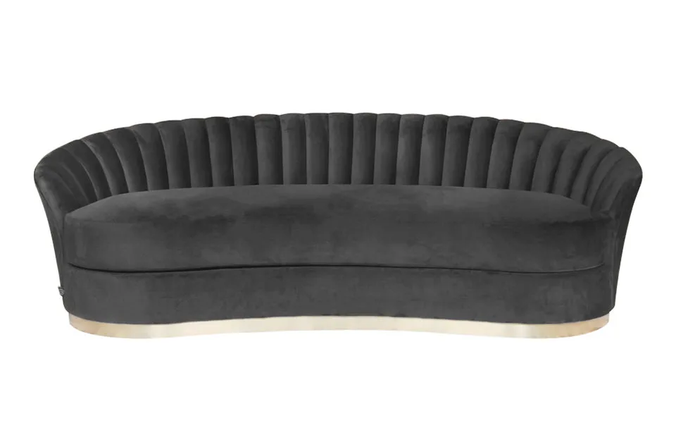Home Decor Sofa Damascus 3S Charcoal Front View