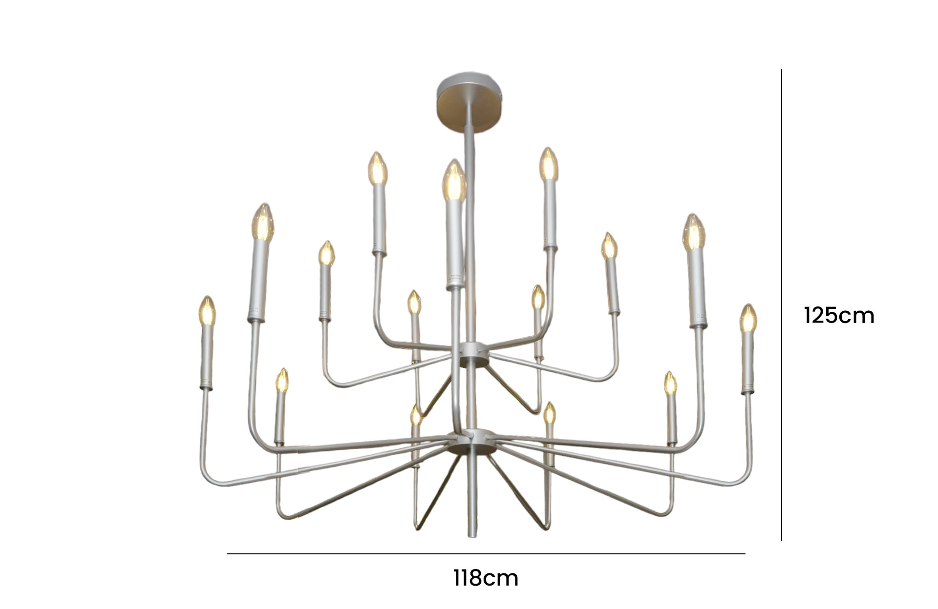 Home Decor Chandelier D3297-15PN Front View Size