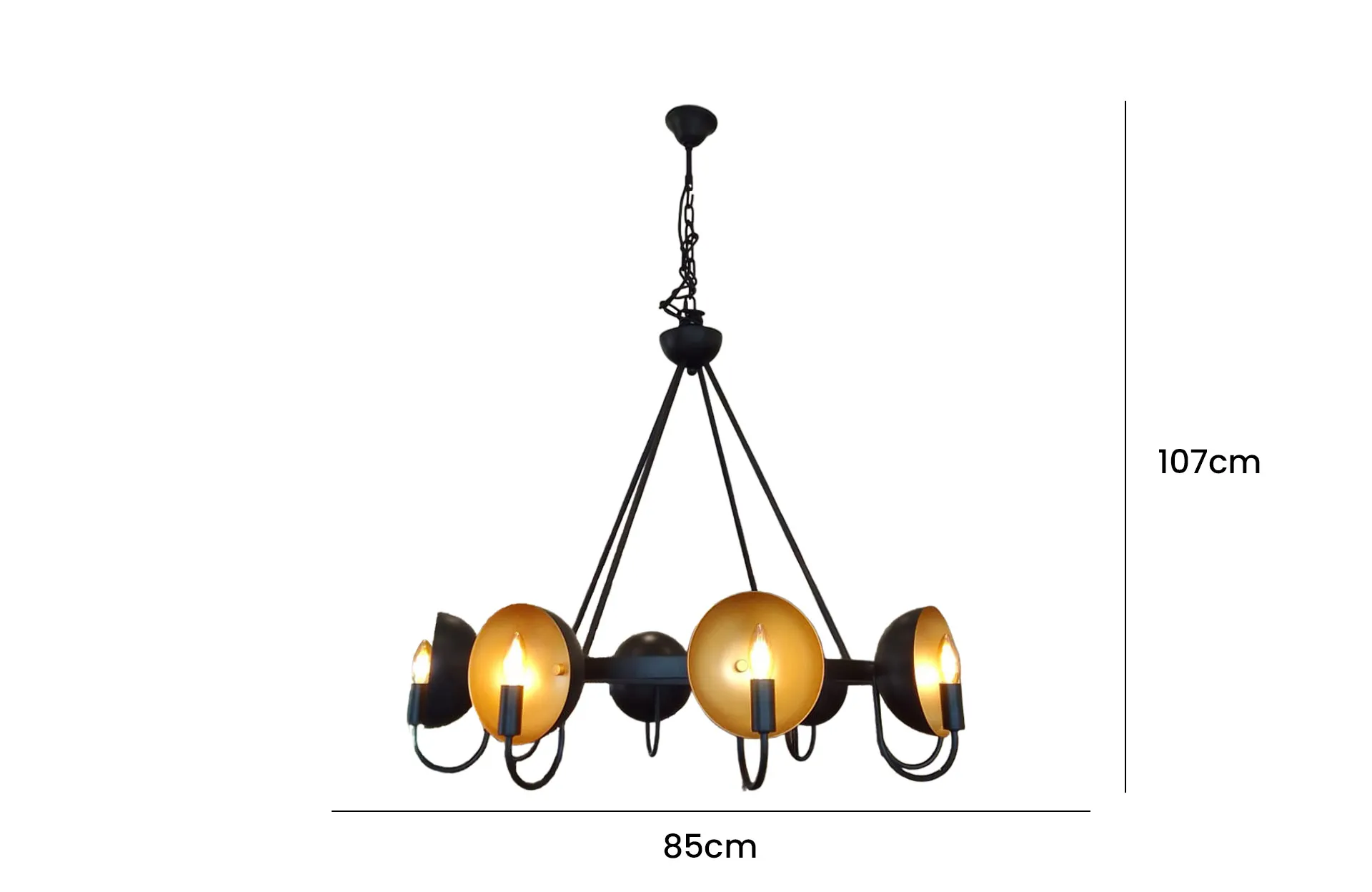 Home Decor Chandelier D5211-8YB-PSG Front View Size