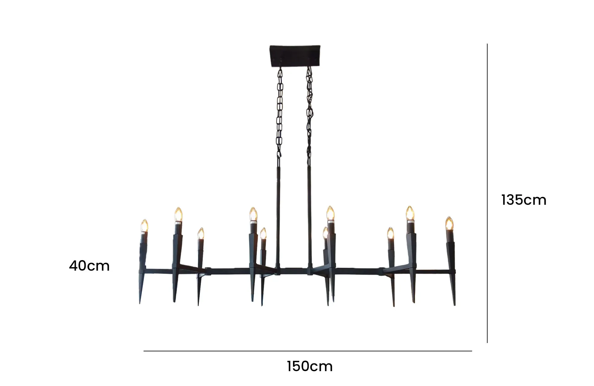 Home Decor Chandelier D7905-10YB Front View Size