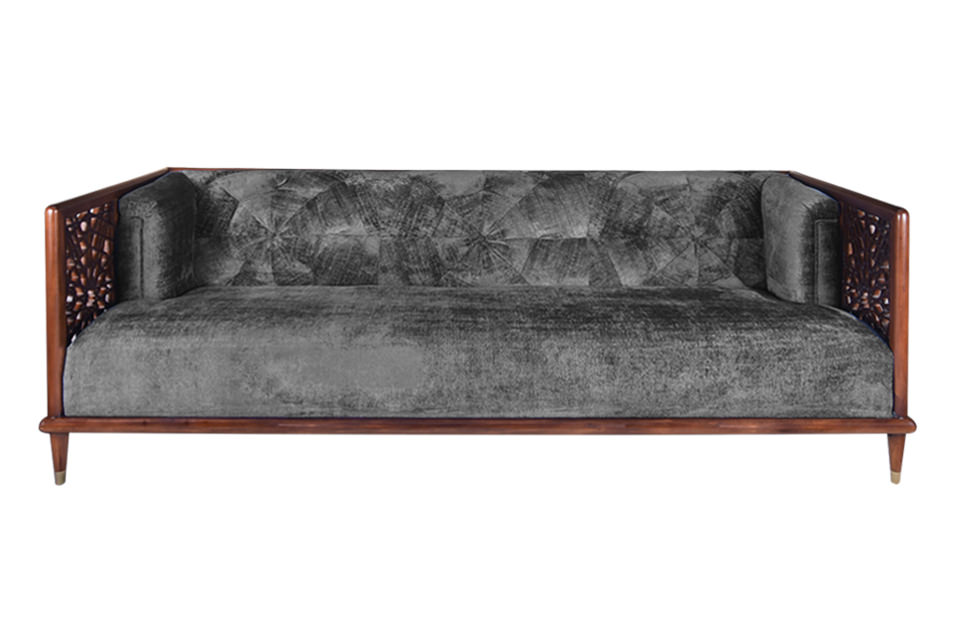 Home Decor Sofa Madhan 3S Greenport - Smoke Front View