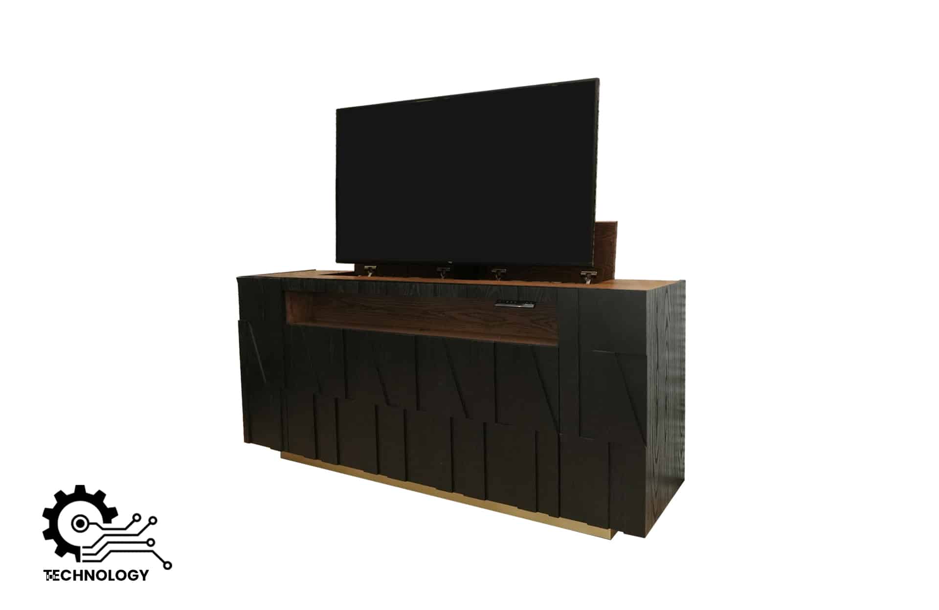 Home Decor TV Lift Console CP75 Side View With TV