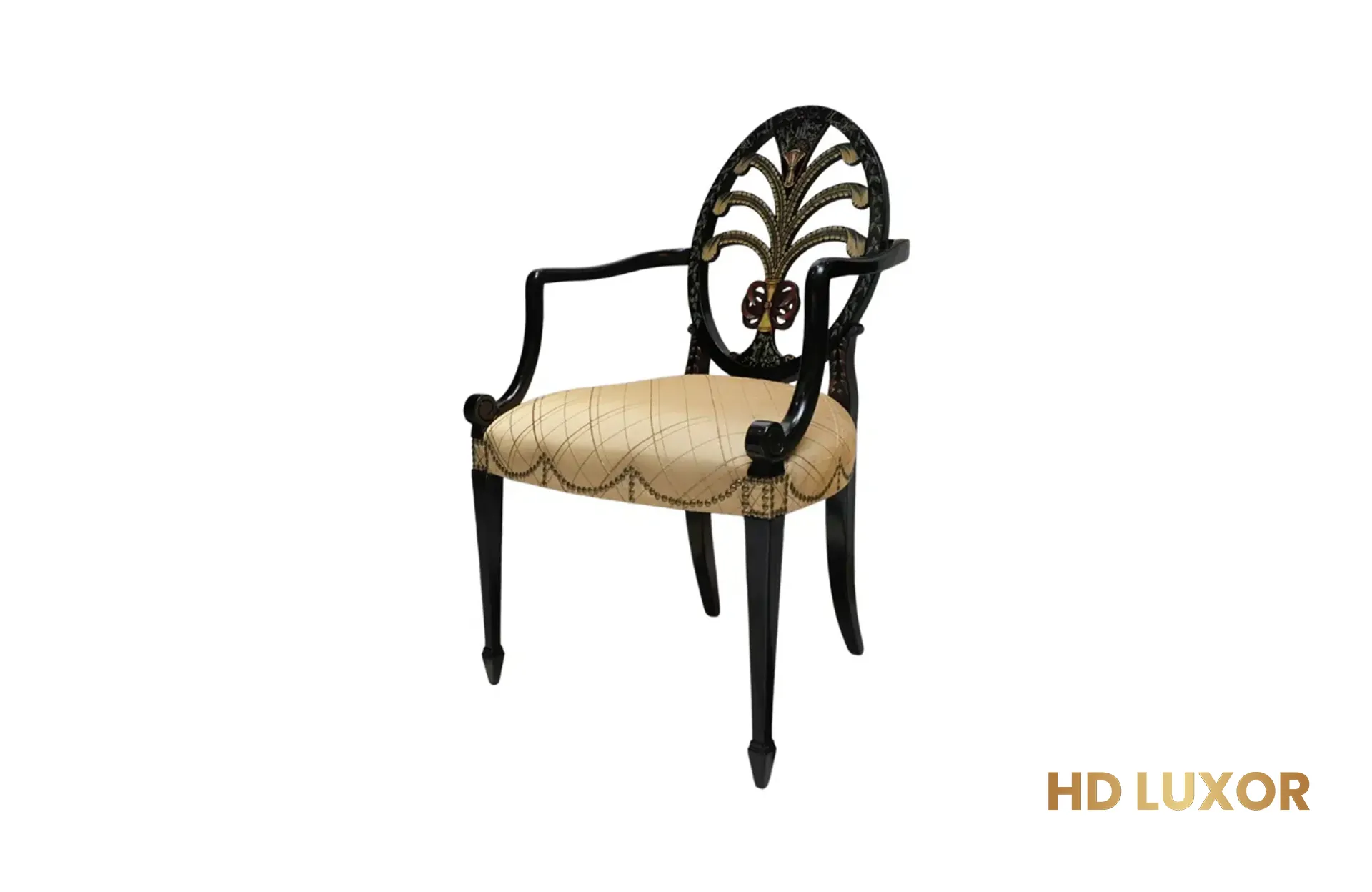 Home Decor Arm Chair Hepple White Oval Back Side View