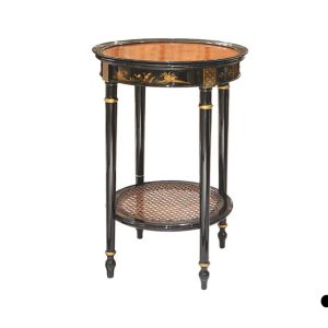 Chinoiserie Side Table Round, Tall, Burl Top 33976