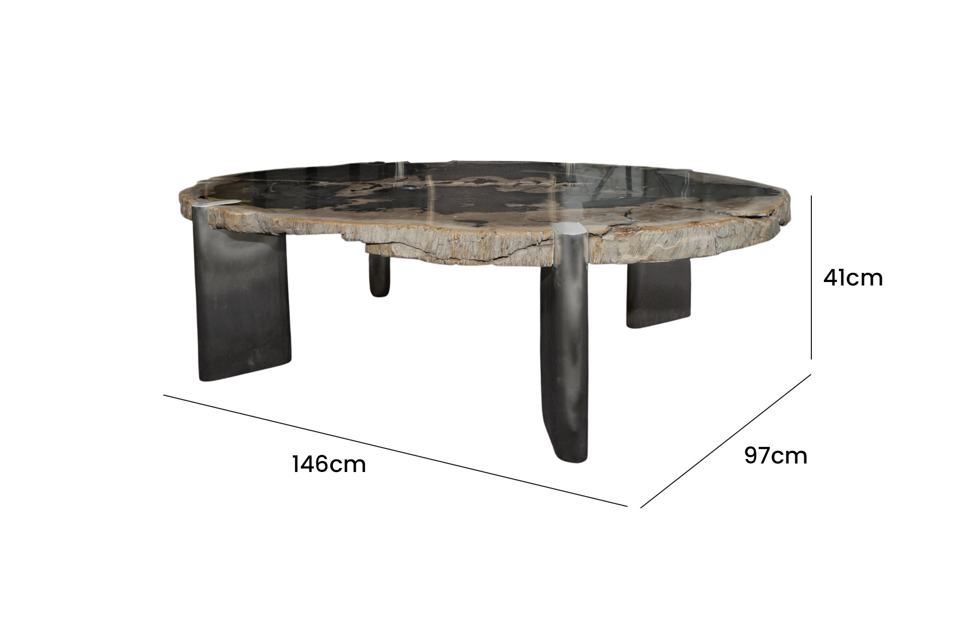 Home Decor Gracia Coffee Table Black Side View Size