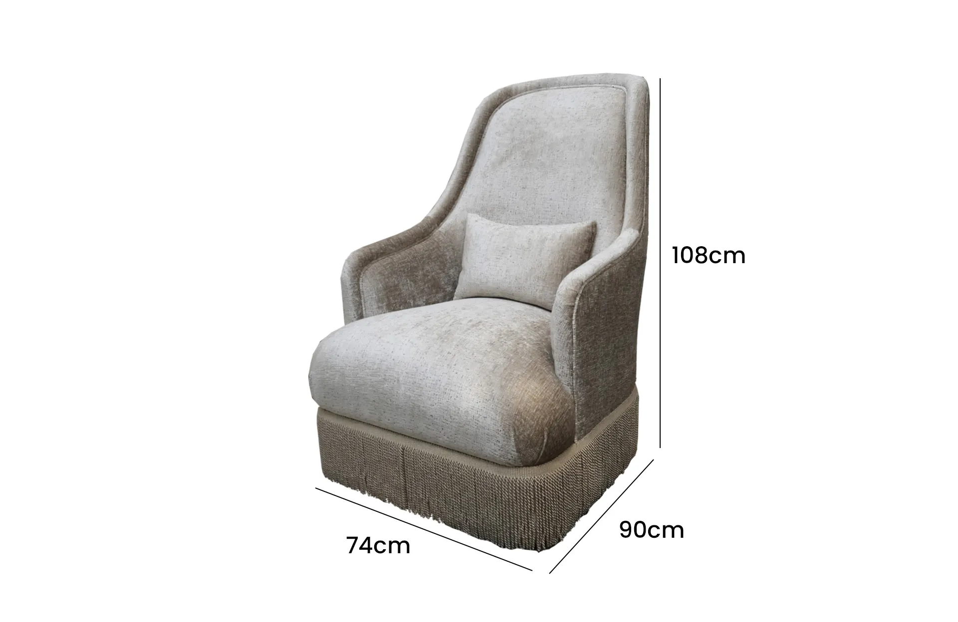 Home Decor Alma Armchair MTV Cream Side View, Size