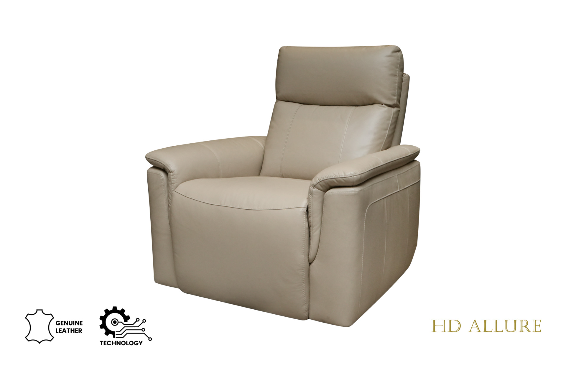 Home Decor Bond Power Recliner Leather Armchair Light Taupe Side View 1