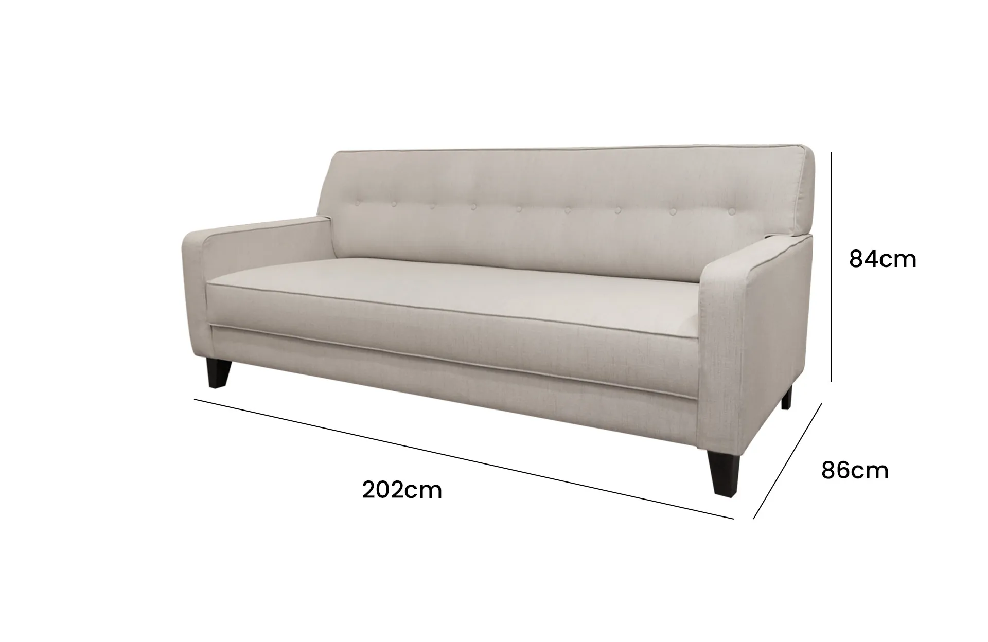 Home Decor Britany Sofa DO 15 Angora Side View, Size