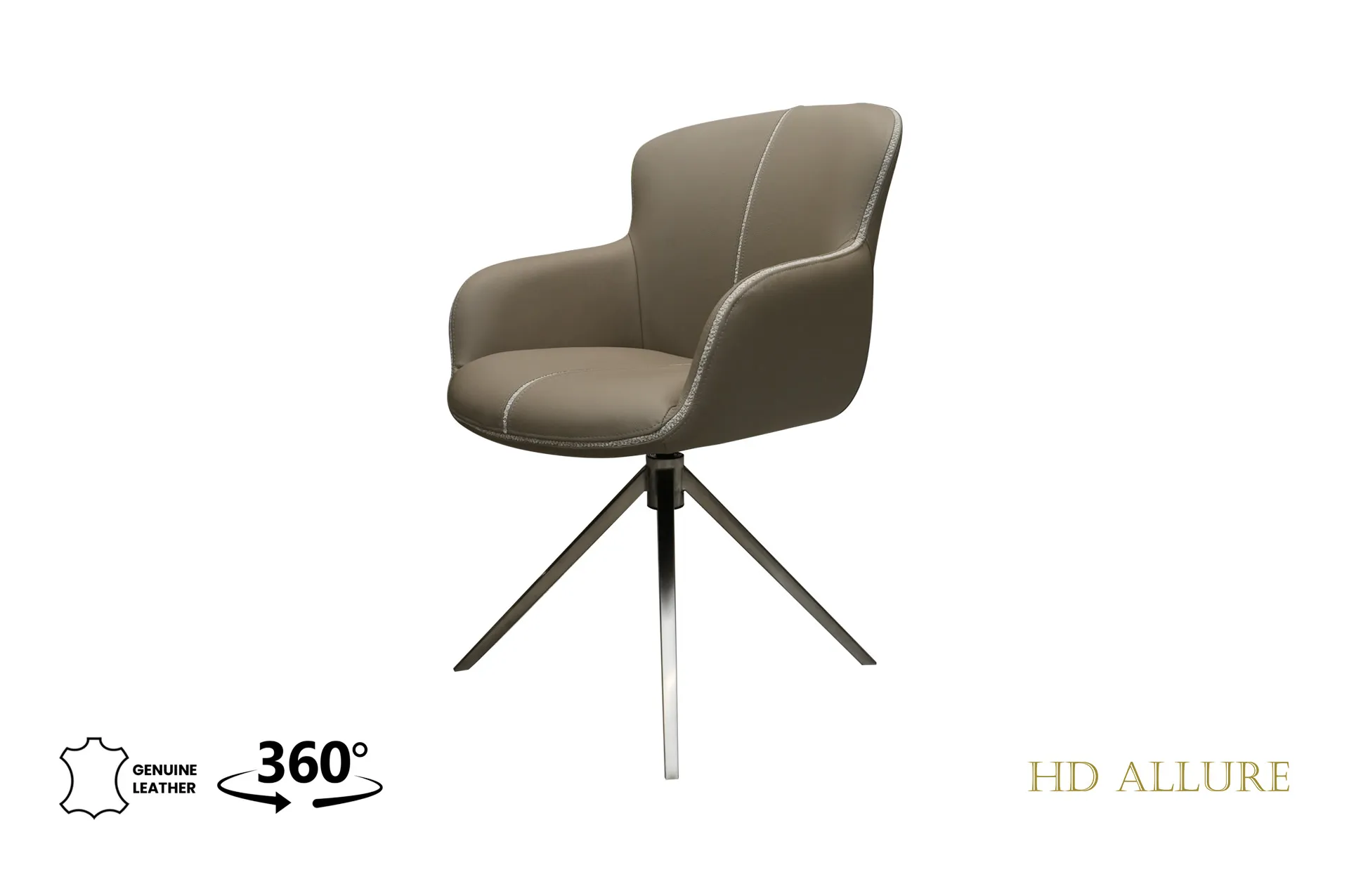 Home Decor Brooks Swivel Leather Dining Armchair Side View