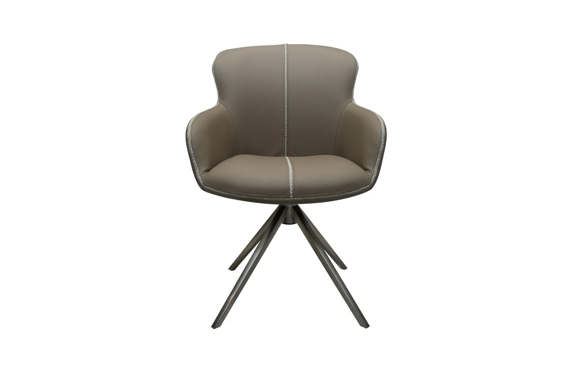 Home Decor Brooks Swivel Leather Dining Armchair Front View