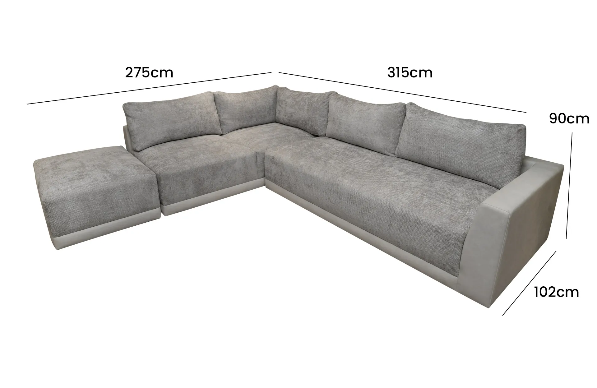 Home Decor Sectional & Corner Sofas Evora Sofa P II G 05 Mist Side View Size