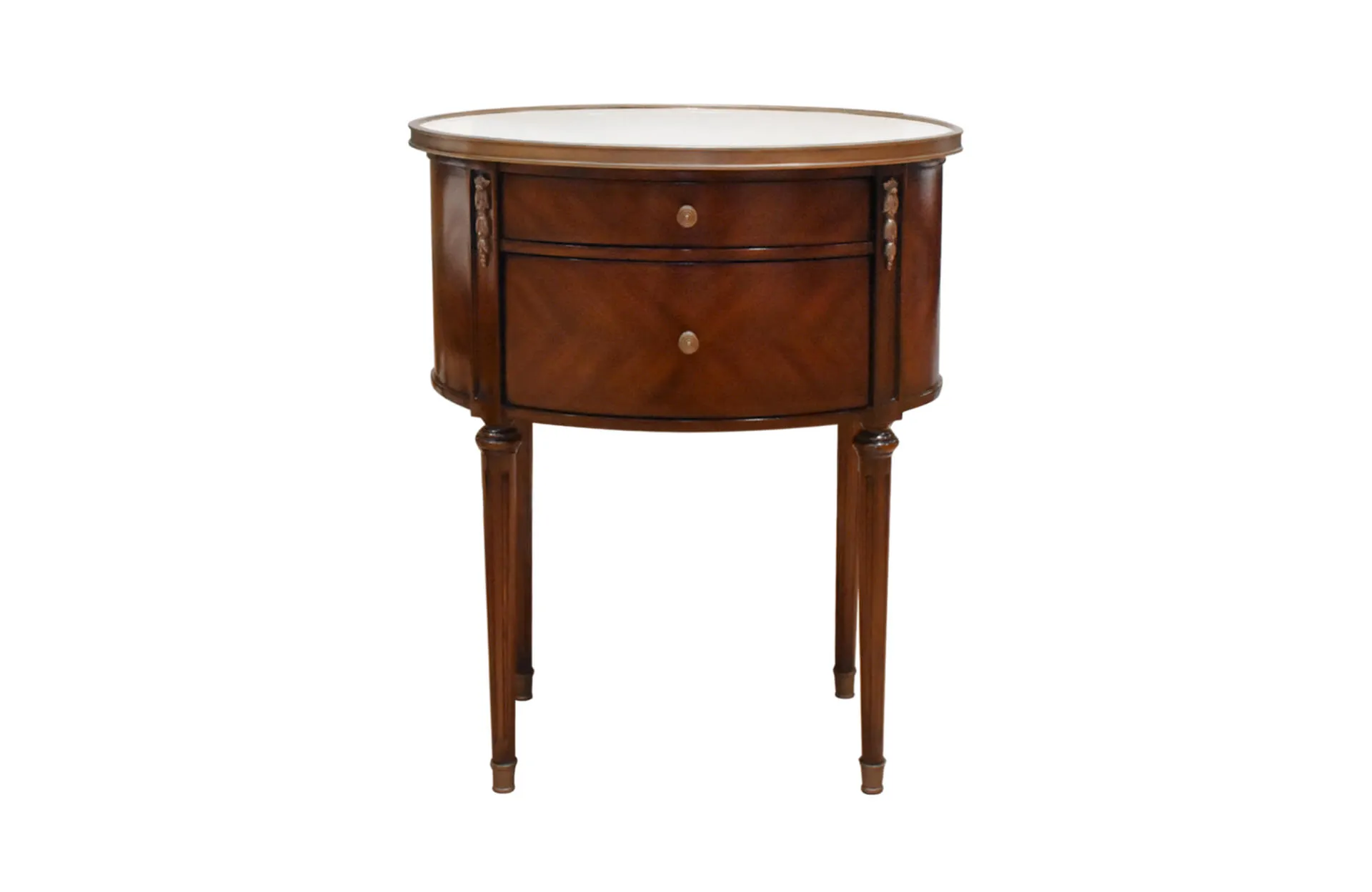 Home Decor Louis XVI Oval Stand, Cream Marble Top 33507 L Front View