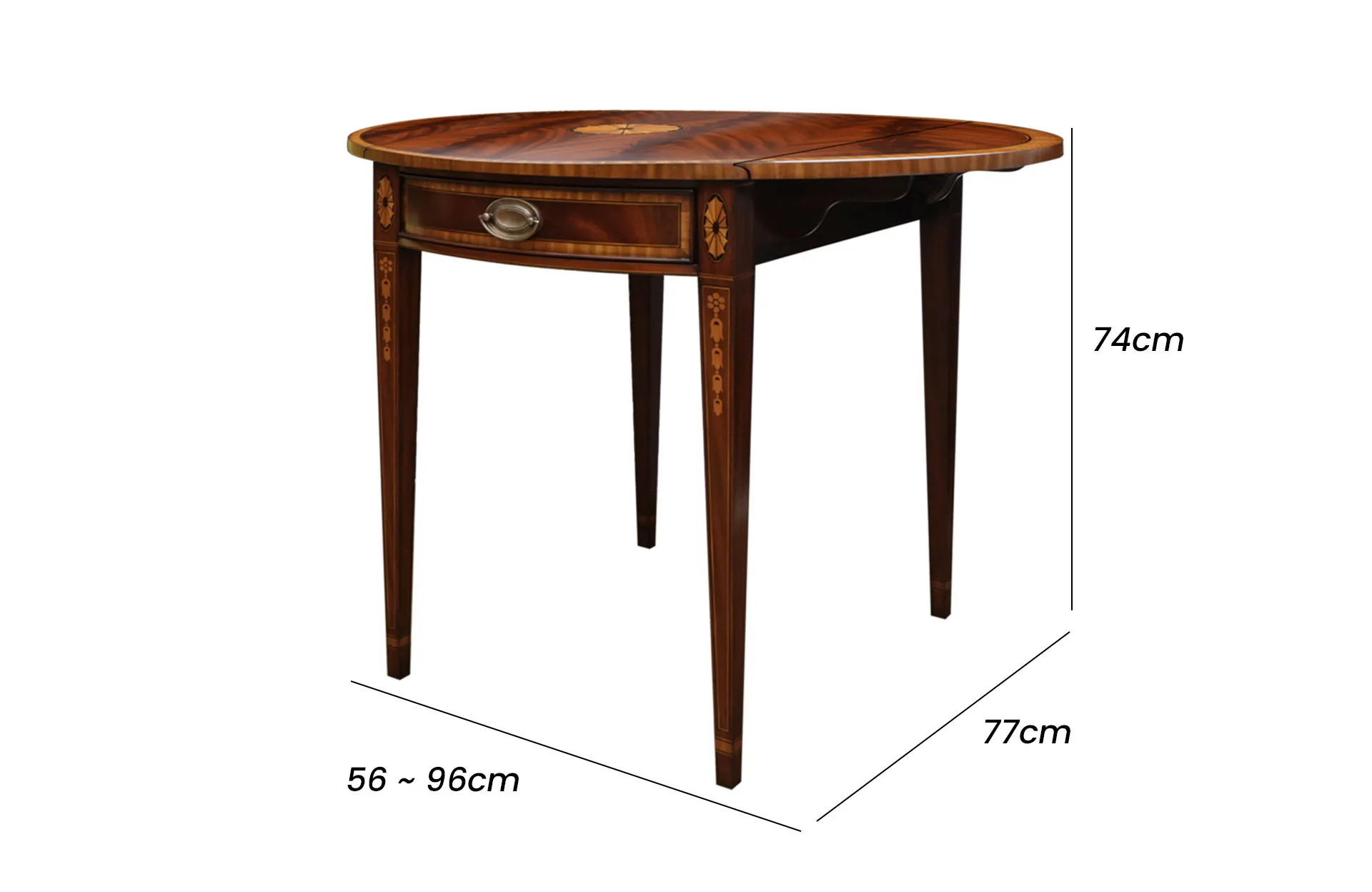 Home Decor Side Table Pembroke Dropleaf Table 34241 Size Side View