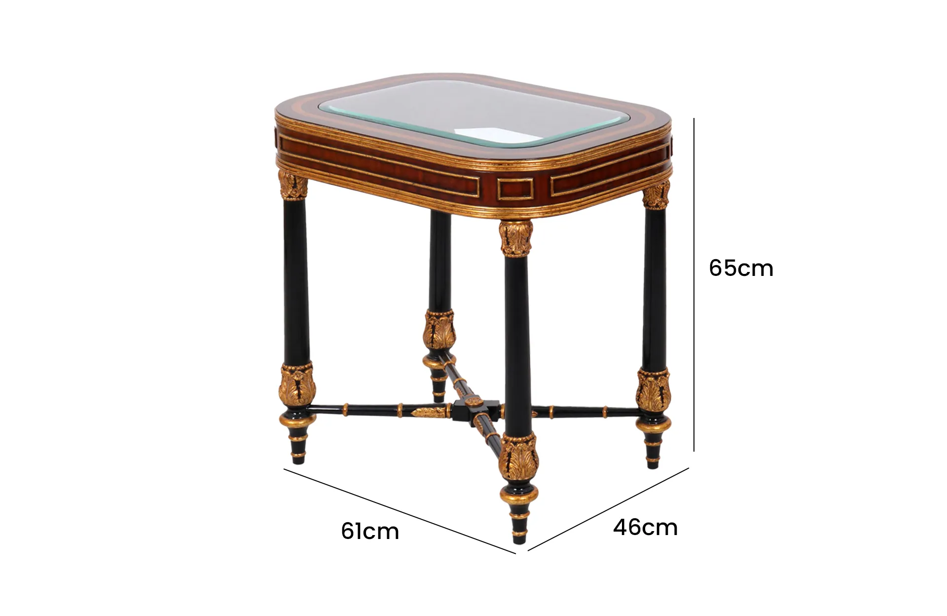 Home Decor Side Table Karna, Glass Top 34812 Side View, Size
