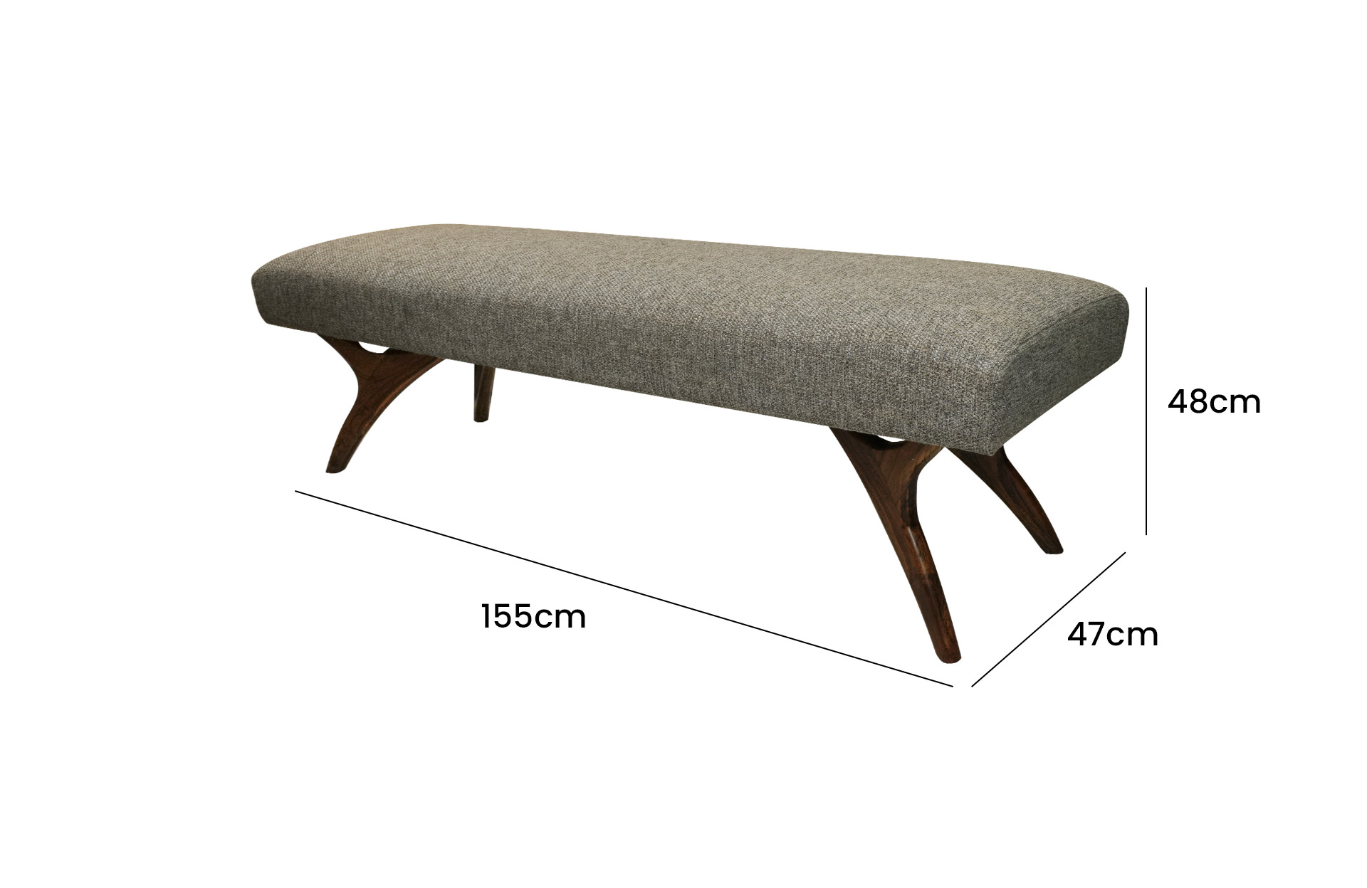 Home Decor Aletta Bench MN 153 Side View Size