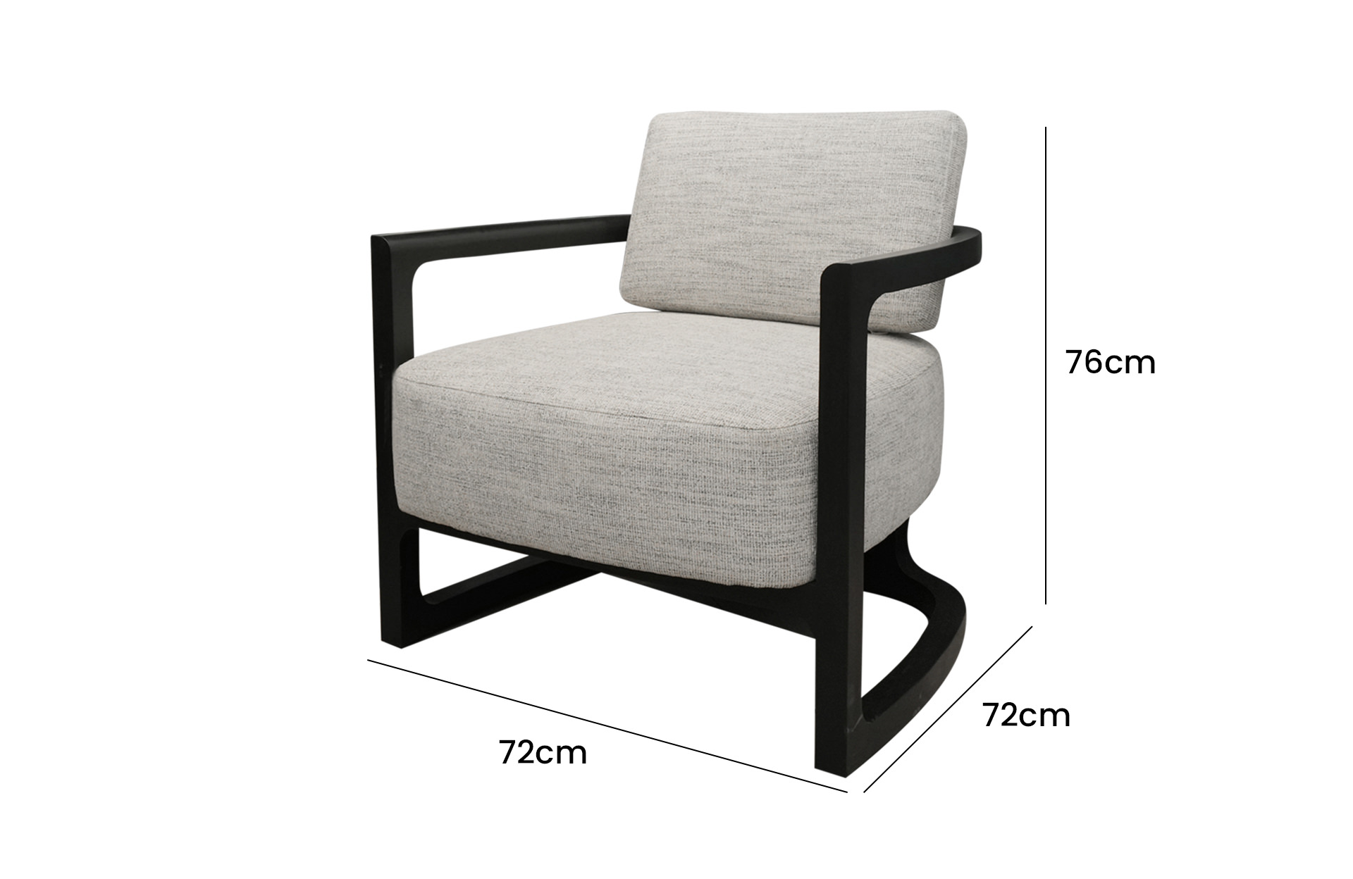 Home Decor Armchair Marbella Decature Pebble Side View Size