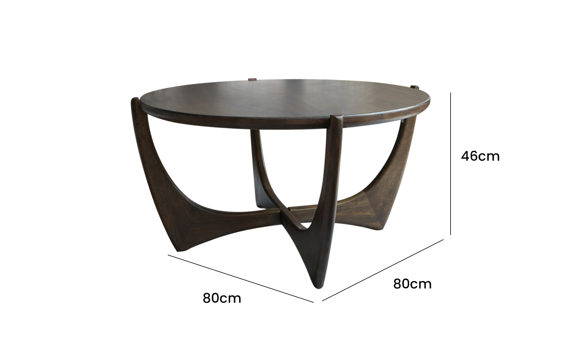 Home Decor BA-009 Round Coffee Table 80 Side View Size