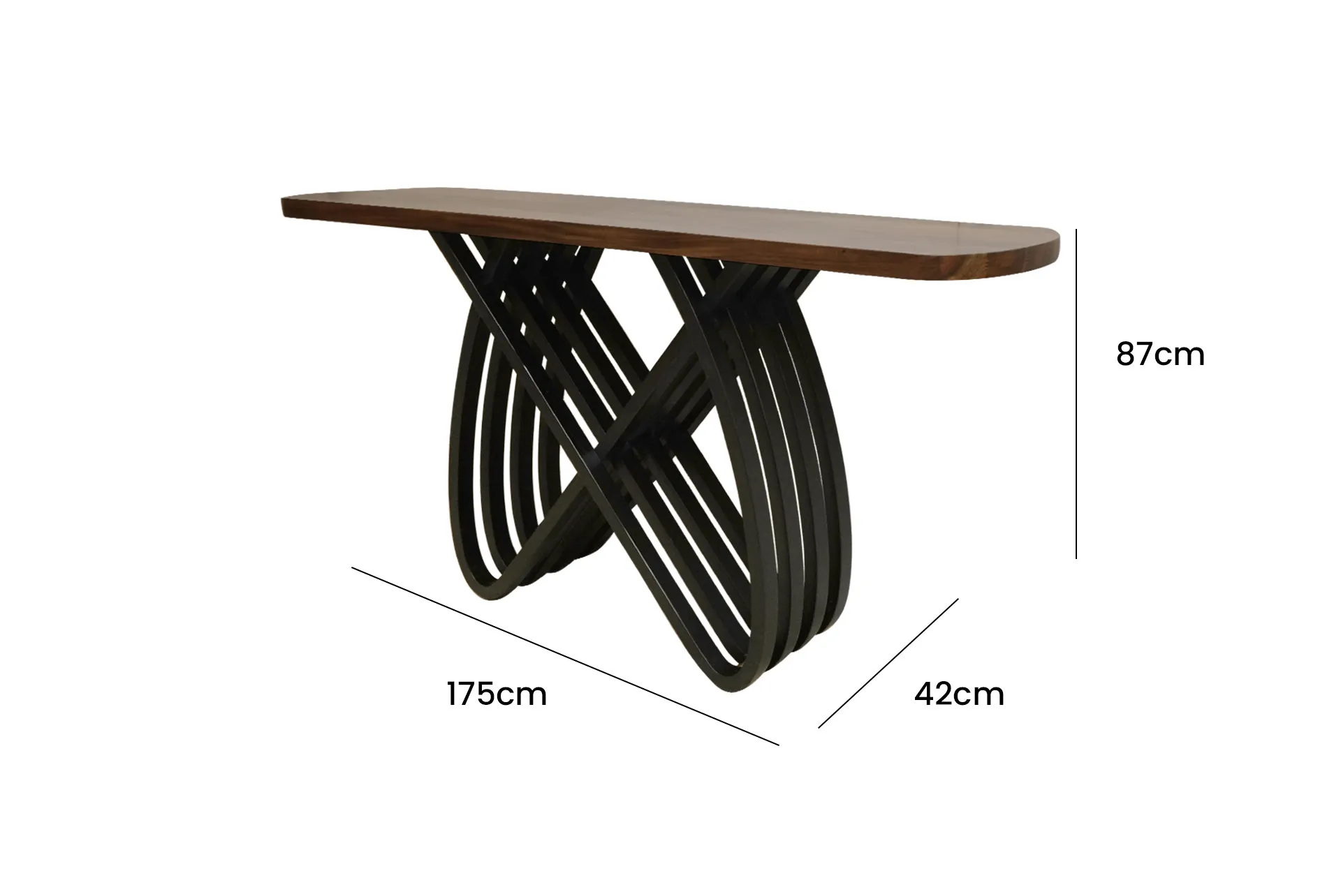 Home Decor BU-001 Console Table Side View Size