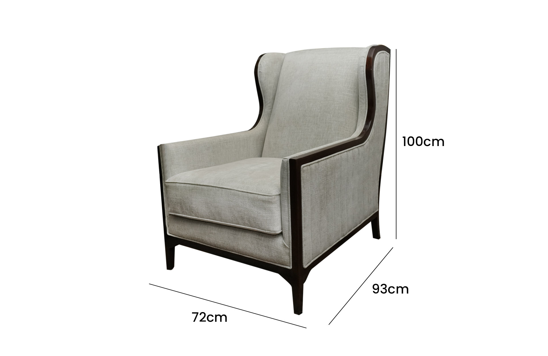 Home Decor Bergamo Armchair AB 105 Ecru Side / Front View Size