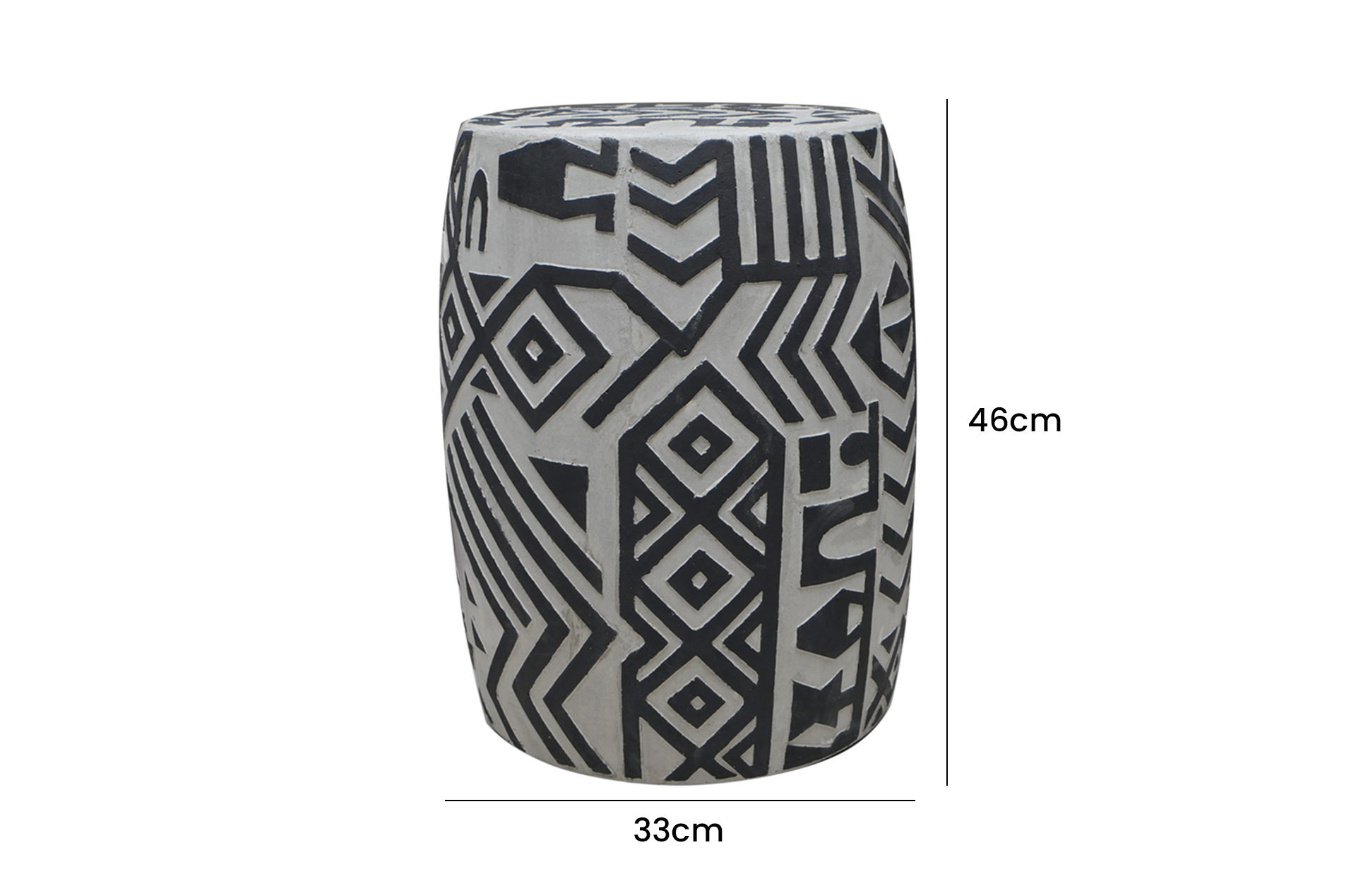 Home Decor Black Primitif Stool Front View Size