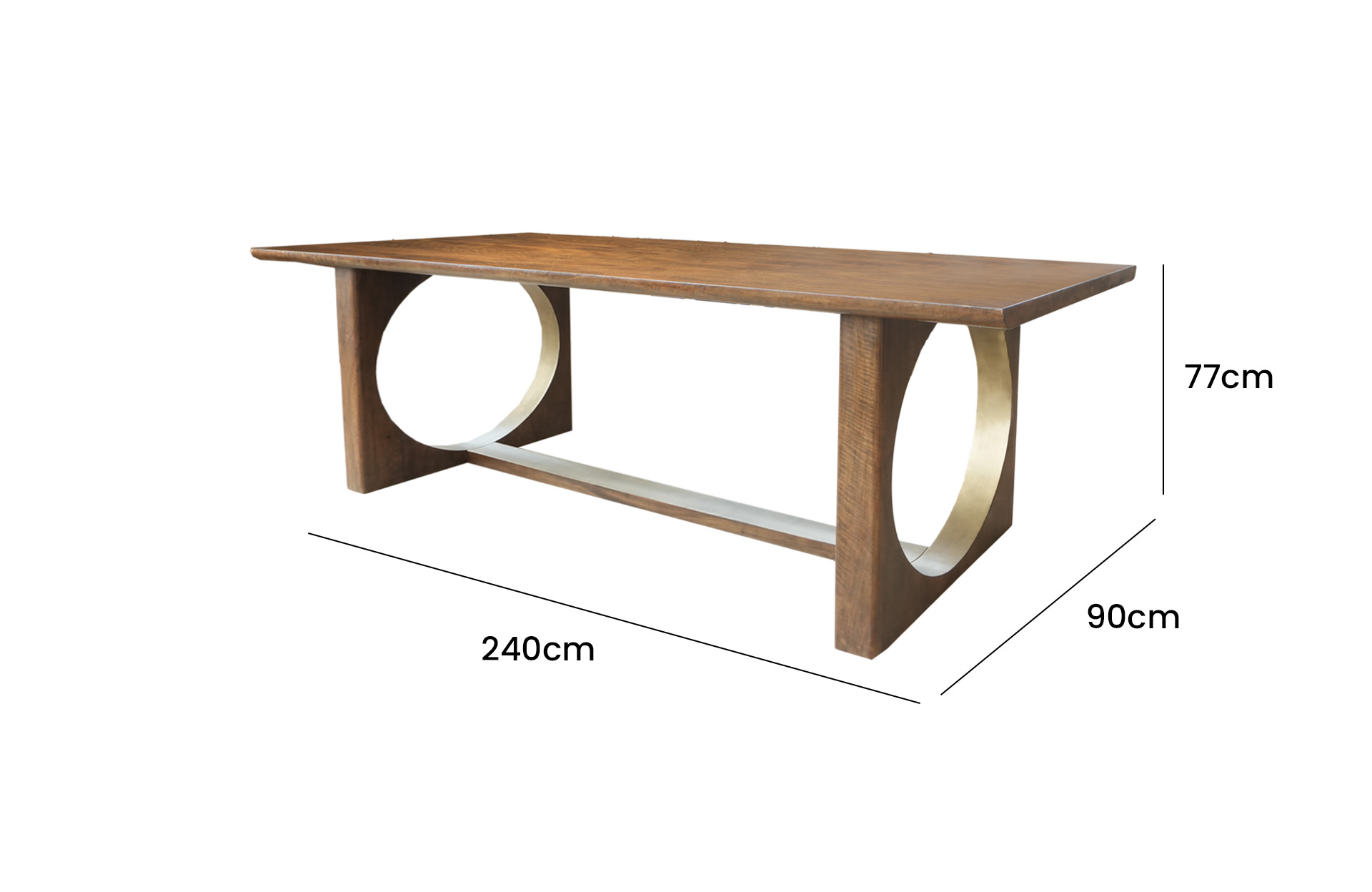 Home Decor DU-002 Dining Table 2 Pedestal 240 Side View Size