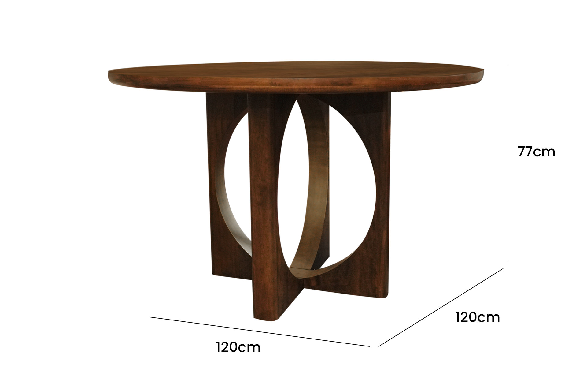 Home Decor DU-021 Round Dining Table 120 Side View Size