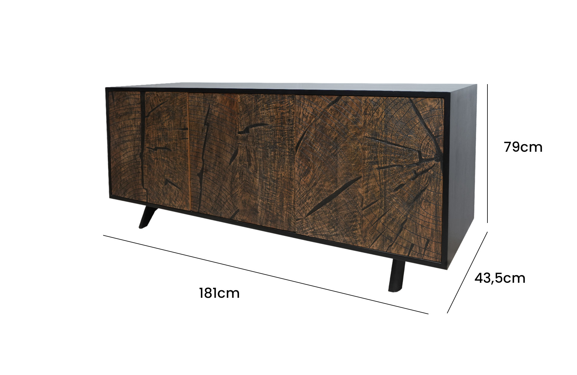 Home Decor FN-003 Sideboard 3 Doors Large Side View Size