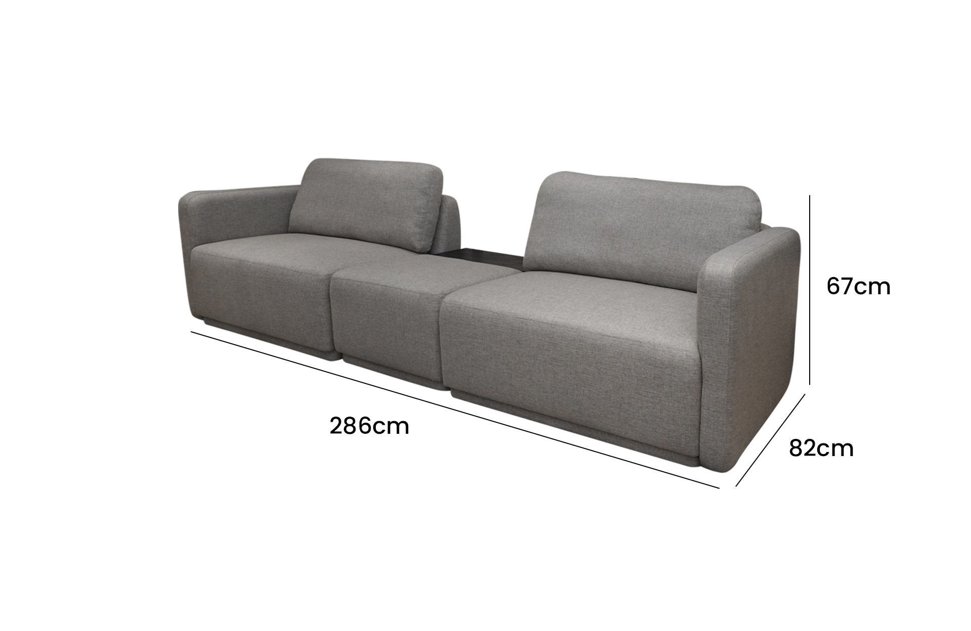 Home Decor Liv Modular Sofa TB Mouse Side View Size
