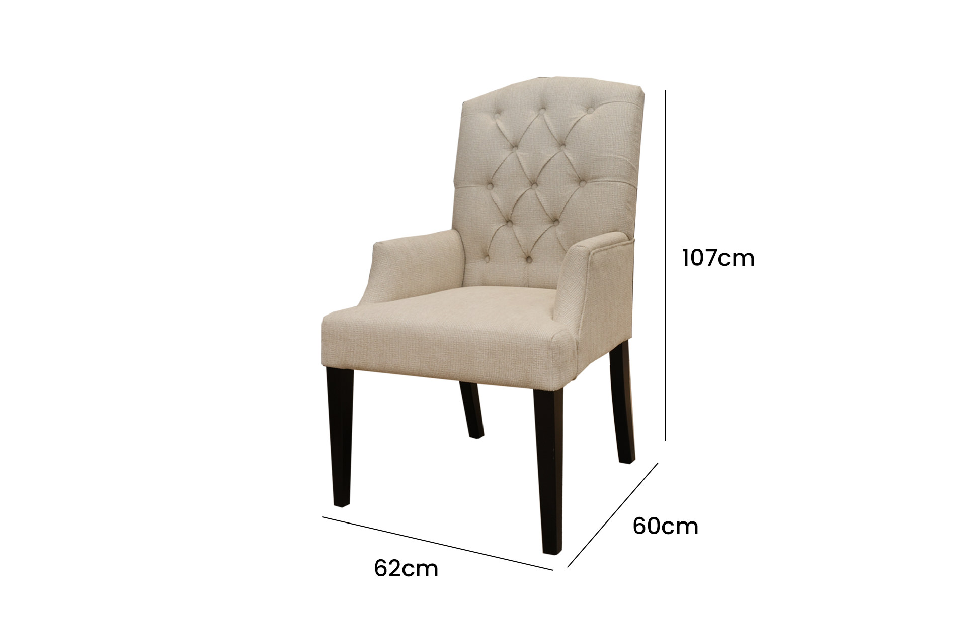 Home Decor Marigni Arm Dining Chair Side View Size