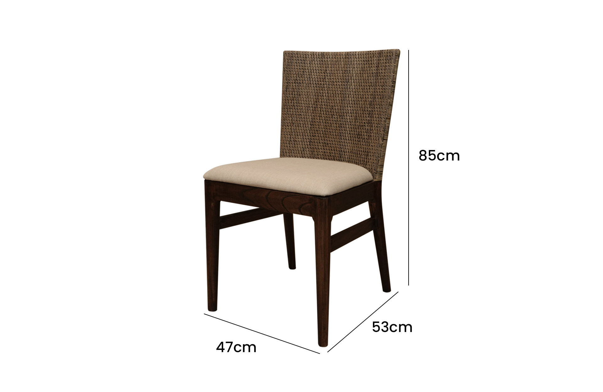 Home Decor New Milan Dining Chair Side View Size