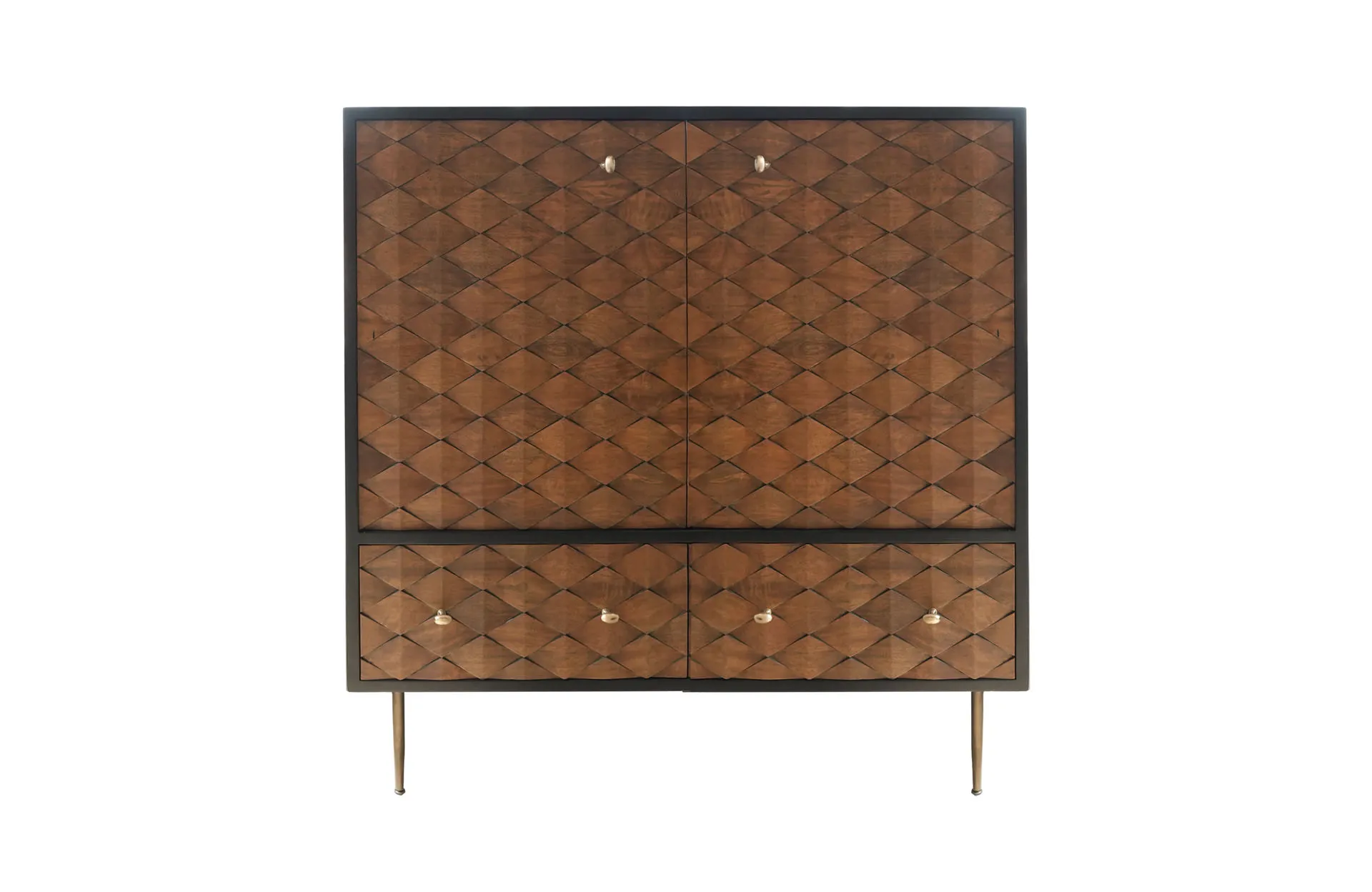 Home Decor QU-002 Highboard 2 Door 2 Drawer Front View