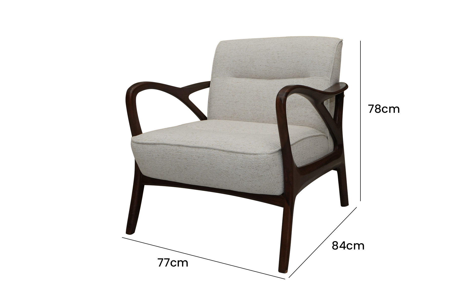 Home Decor Strophe Arm Chair TR 301 Linen Side View Size