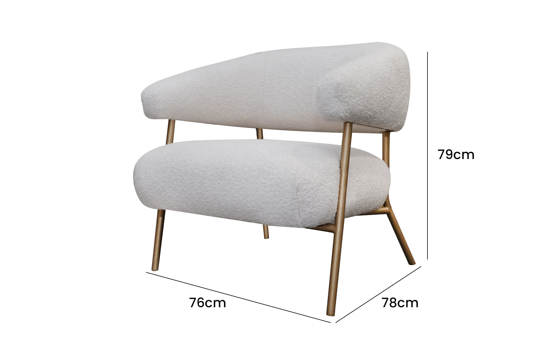 Home Decor Tarifa Metal Armchair Side View Size